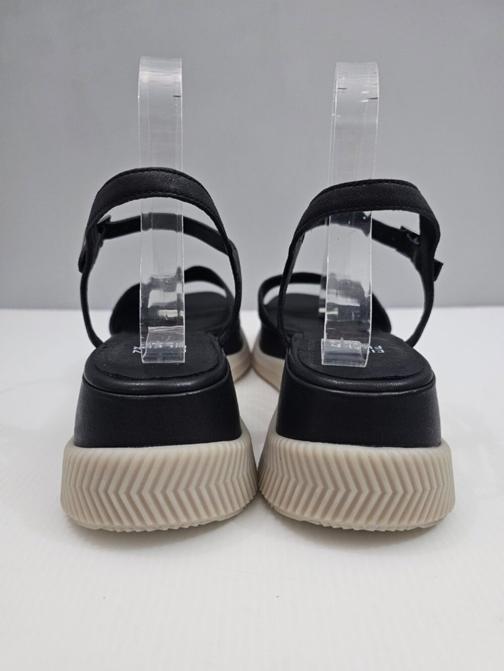 Eileen Fisher Airo Platform Wedge Sandal Womens 9 Black Leather Ankle Strap - Picture 10 of 13